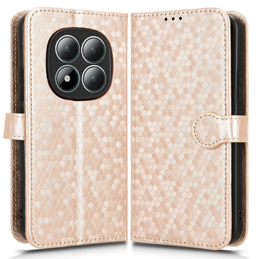 For Xiaomi Redmi Note 15 Pro 4G (Global) Wallet Case Dot Pattern Imprint PU Leather Phone Cover with Wrist Strap
