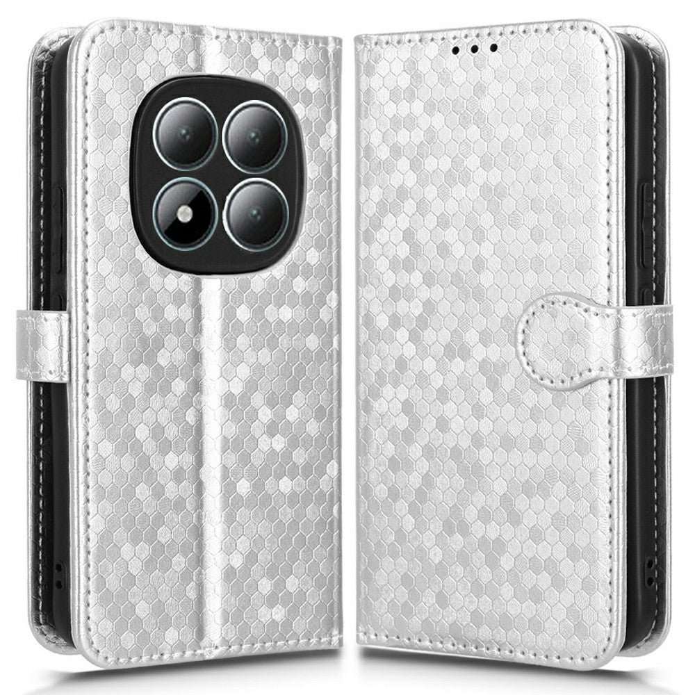 For Xiaomi Redmi Note 15 Pro 4G (Global) Wallet Case Dot Pattern Imprint PU Leather Phone Cover with Wrist Strap