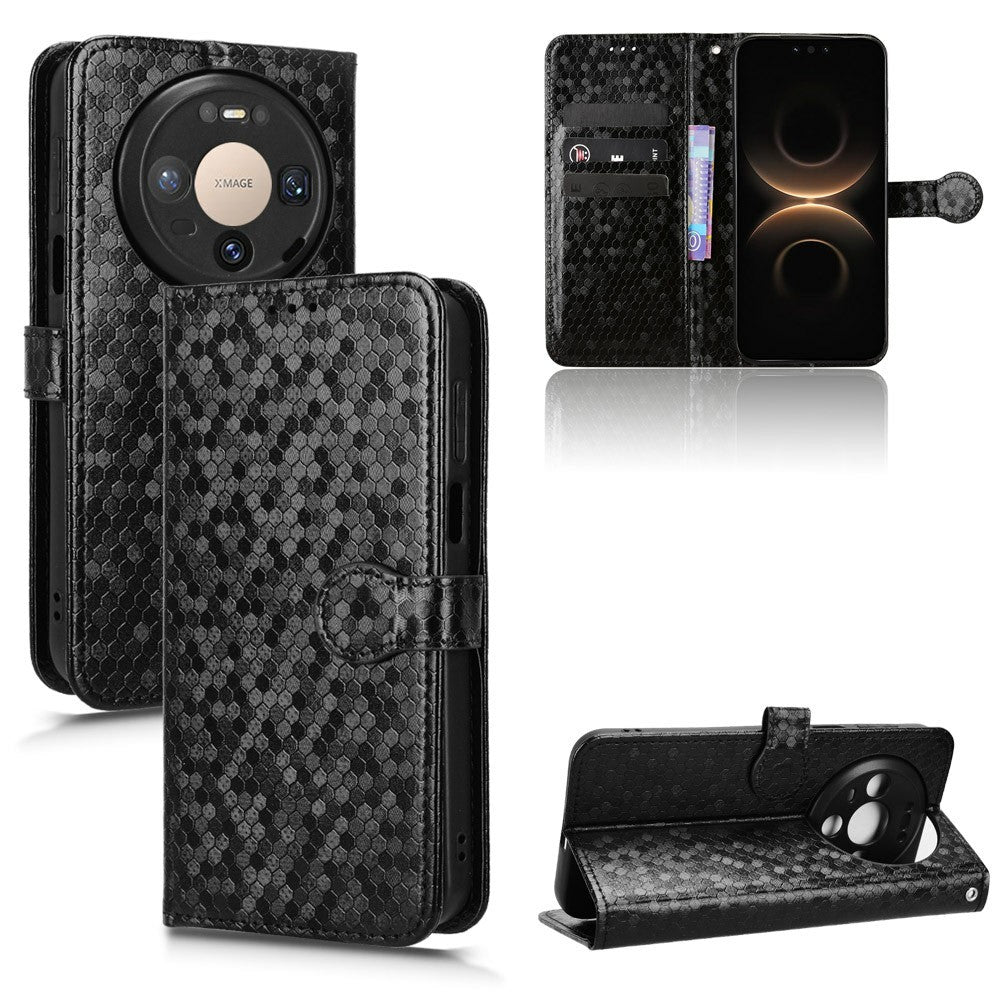 Wallet Case For Huawei Mate 80  /  Mate 80 Pro Dot Pattern Imprint PU Leather Phone Cover with Wrist Strap