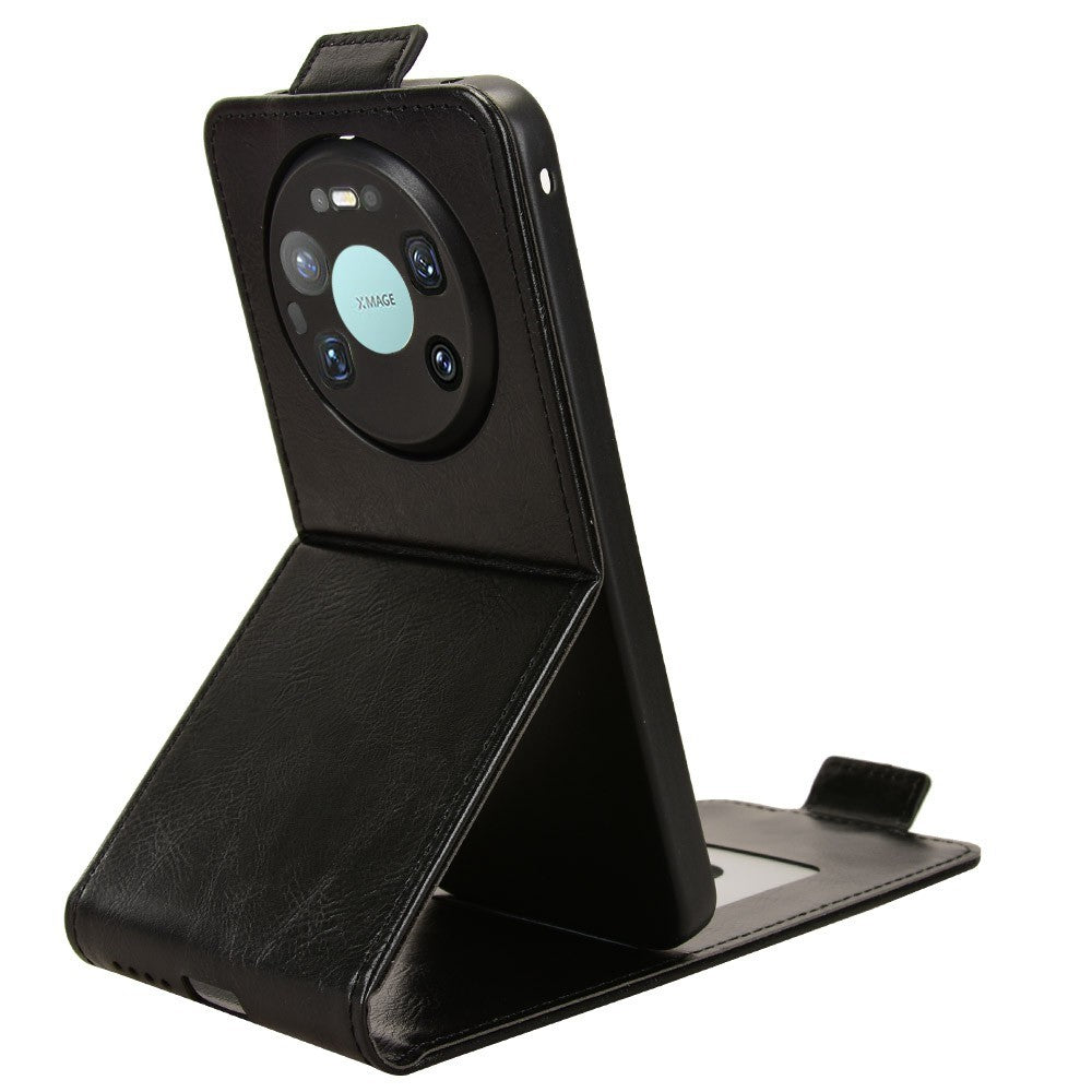 Huawei Mate 80 Pro Max Stativskal Magnetiskt Spänne Vertikalt Flip Lädermobilskal med Korthållare