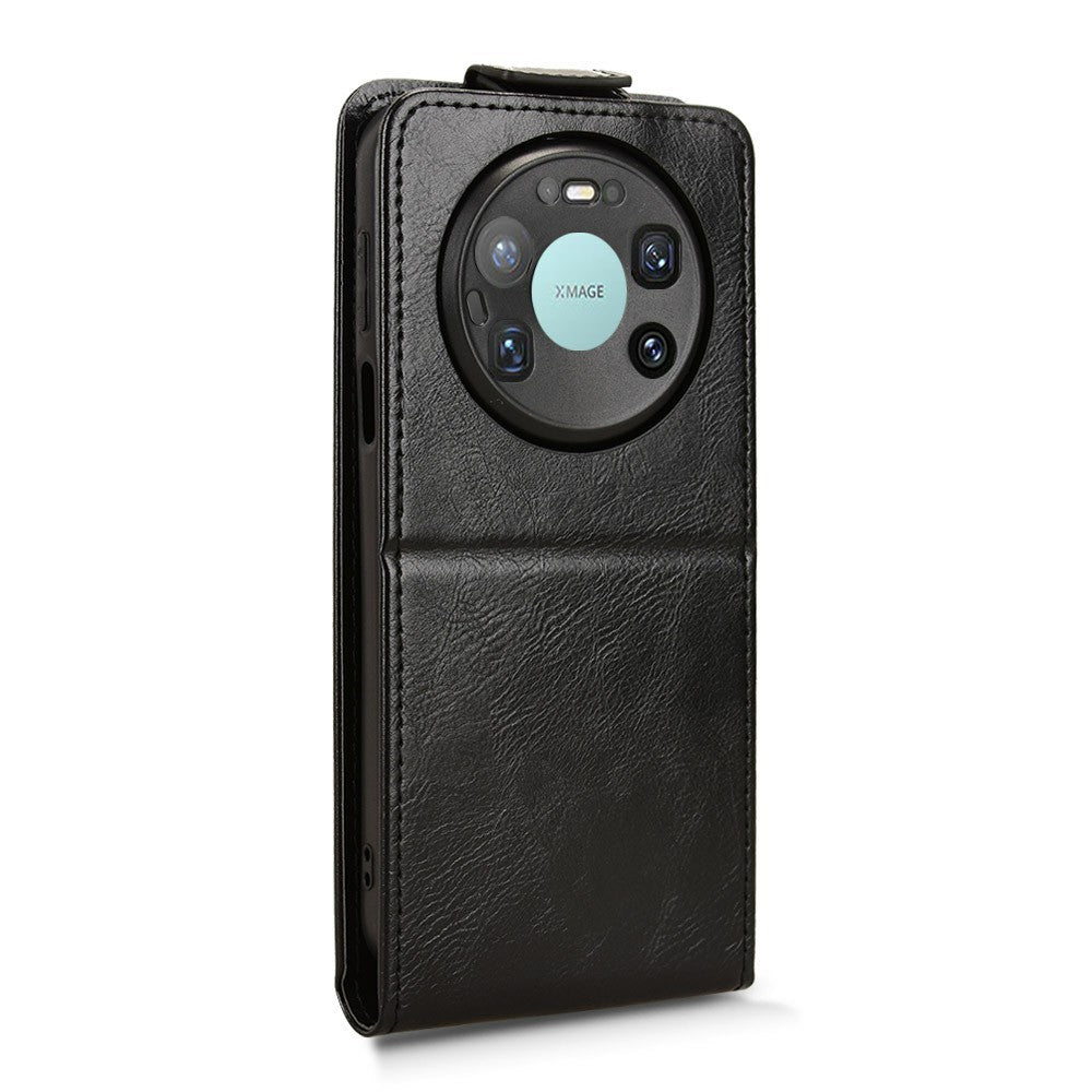 Huawei Mate 80 Pro Max Stativskal Magnetiskt Spänne Vertikalt Flip Lädermobilskal med Korthållare