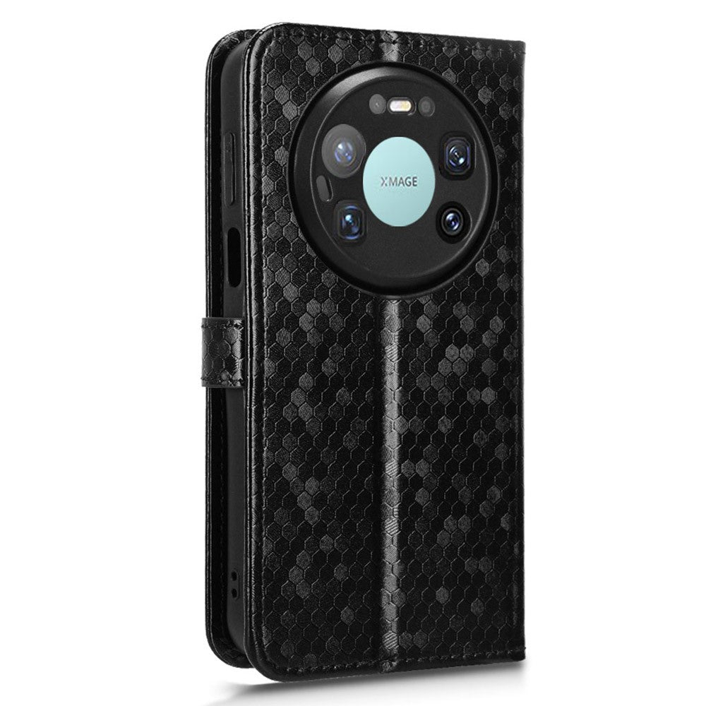 For Huawei Mate 80 Pro Max Wallet Case Dot Pattern Imprint PU Leather Phone Cover with Wrist Strap
