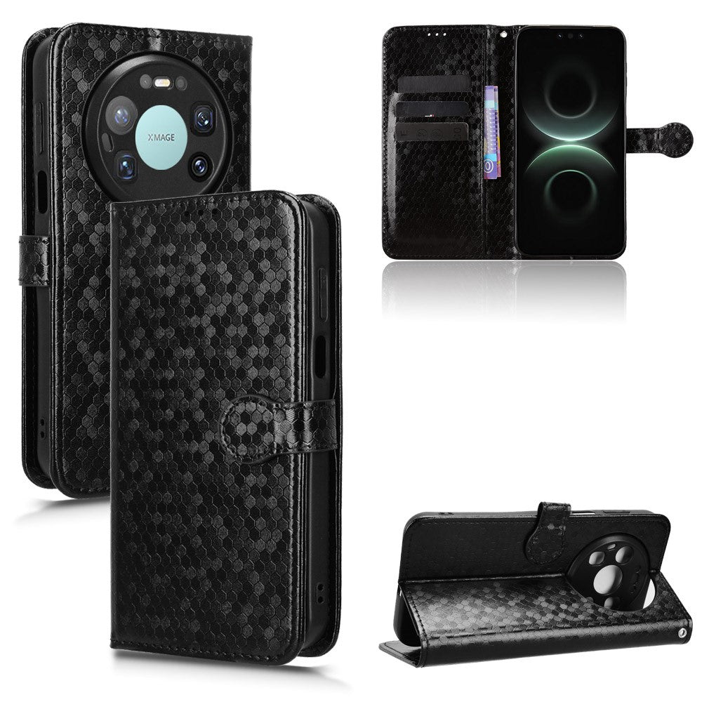 For Huawei Mate 80 Pro Max Wallet Case Dot Pattern Imprint PU Leather Phone Cover with Wrist Strap