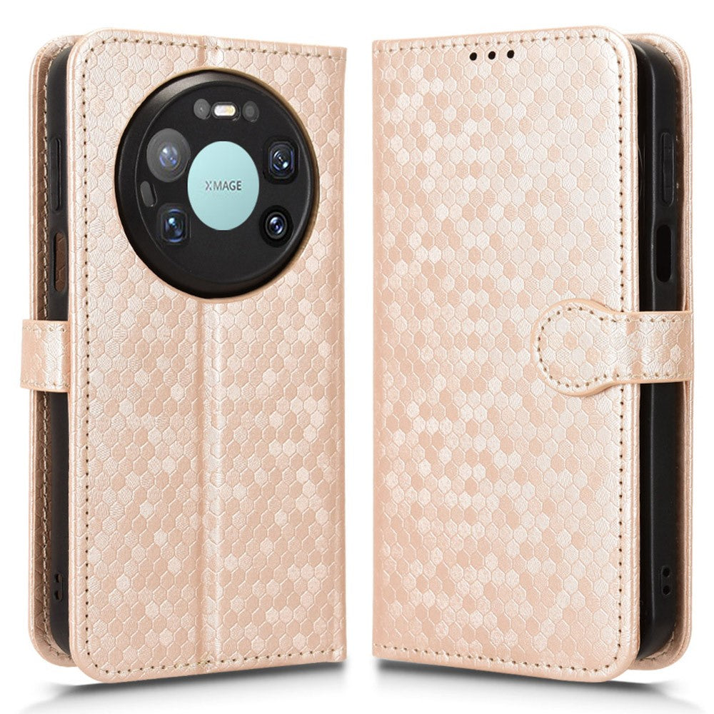 For Huawei Mate 80 Pro Max Wallet Case Dot Pattern Imprint PU Leather Phone Cover with Wrist Strap