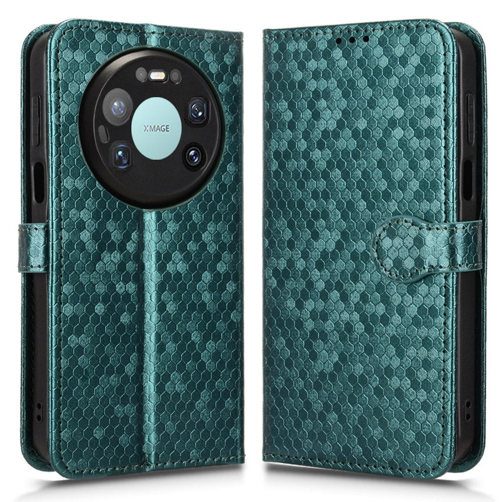 For Huawei Mate 80 Pro Max Wallet Case Dot Pattern Imprint PU Leather Phone Cover with Wrist Strap