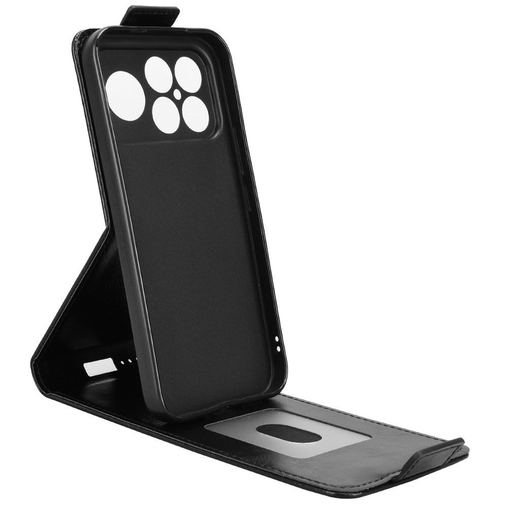 Stående fodral till Xiaomi Poco F8 Ultra / Redmi K90 Pro Max 5G med magnetlås, vertikalt vikbart läderfodral för mobil med korthållare