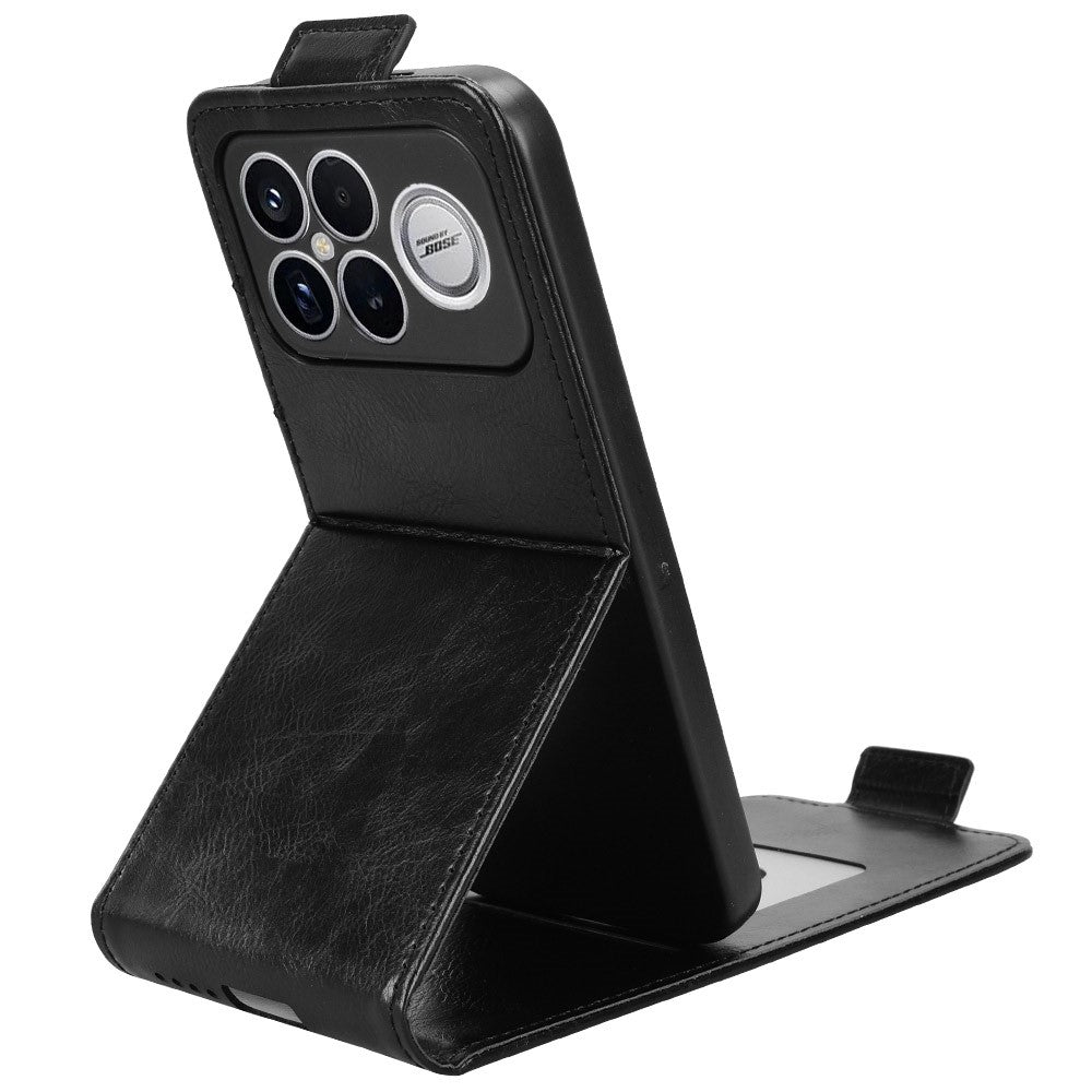 Stående fodral till Xiaomi Poco F8 Ultra / Redmi K90 Pro Max 5G med magnetlås, vertikalt vikbart läderfodral för mobil med korthållare