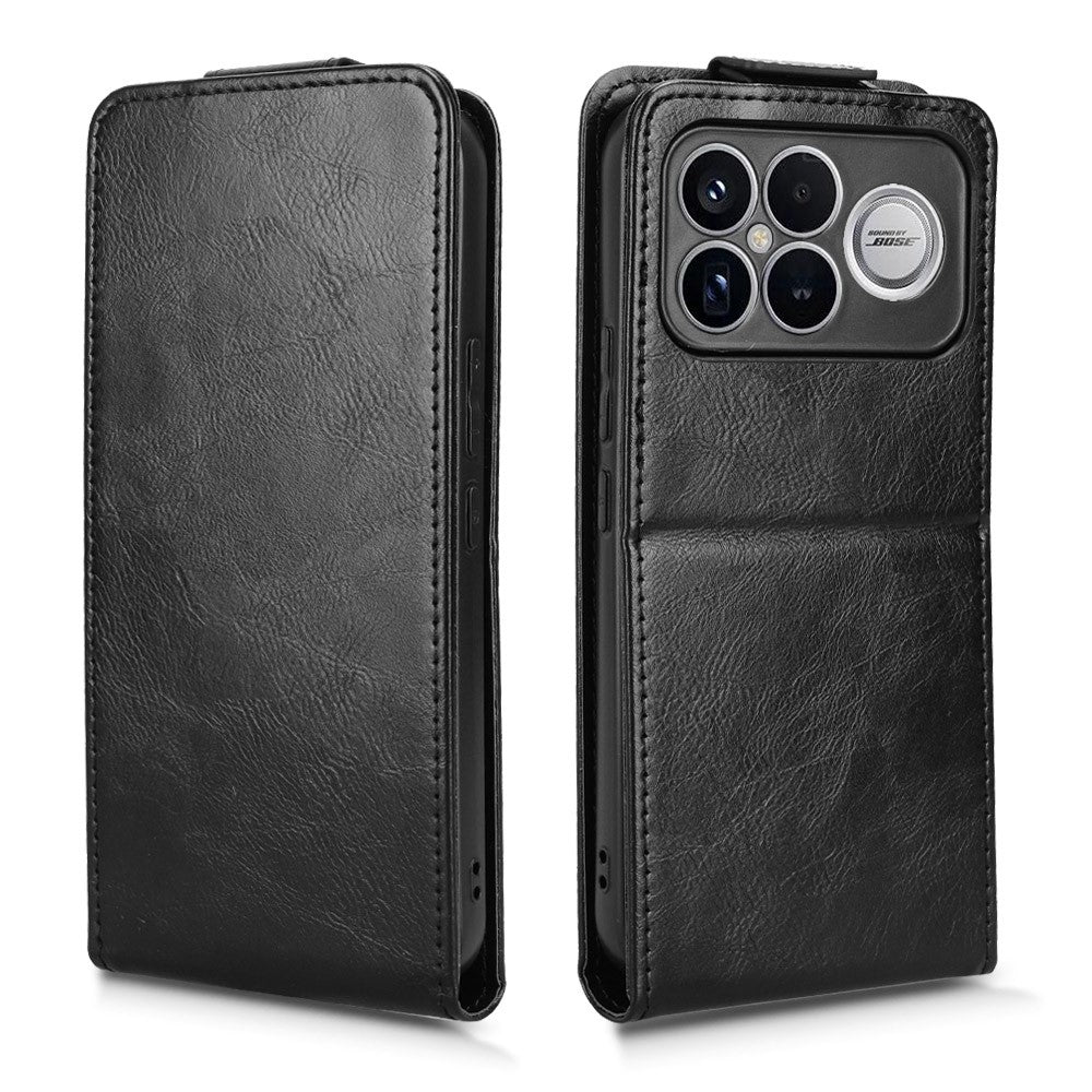 Stående fodral till Xiaomi Poco F8 Ultra / Redmi K90 Pro Max 5G med magnetlås, vertikalt vikbart läderfodral för mobil med korthållare