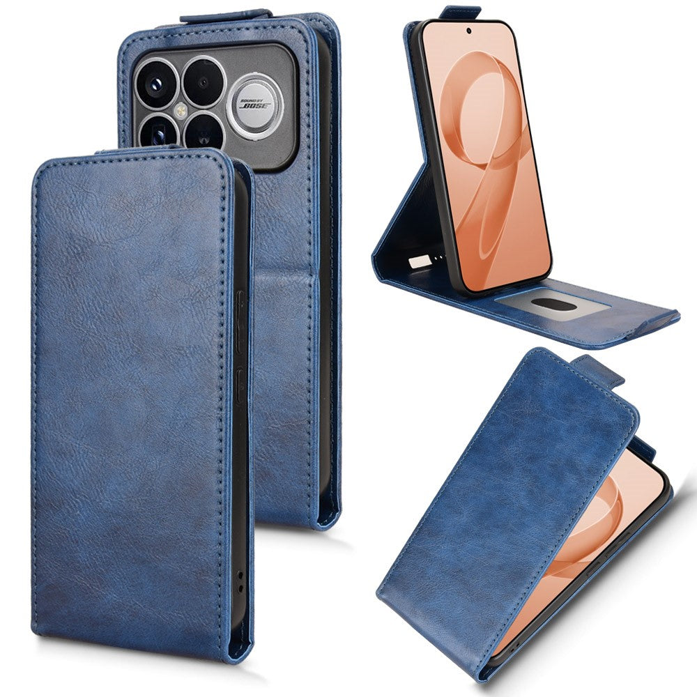 Stående fodral till Xiaomi Poco F8 Ultra / Redmi K90 Pro Max 5G med magnetlås, vertikalt vikbart läderfodral för mobil med korthållare