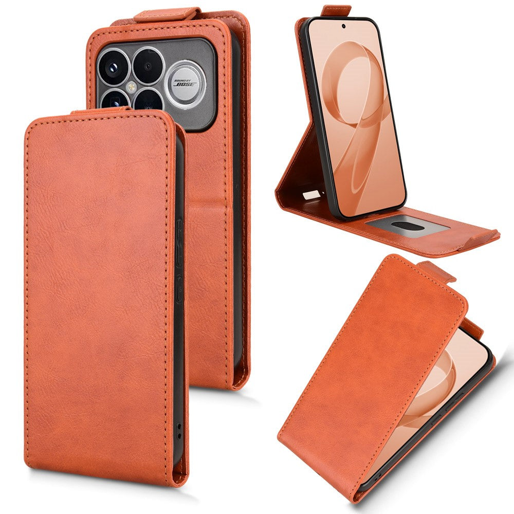 Stående fodral till Xiaomi Poco F8 Ultra / Redmi K90 Pro Max 5G med magnetlås, vertikalt vikbart läderfodral för mobil med korthållare