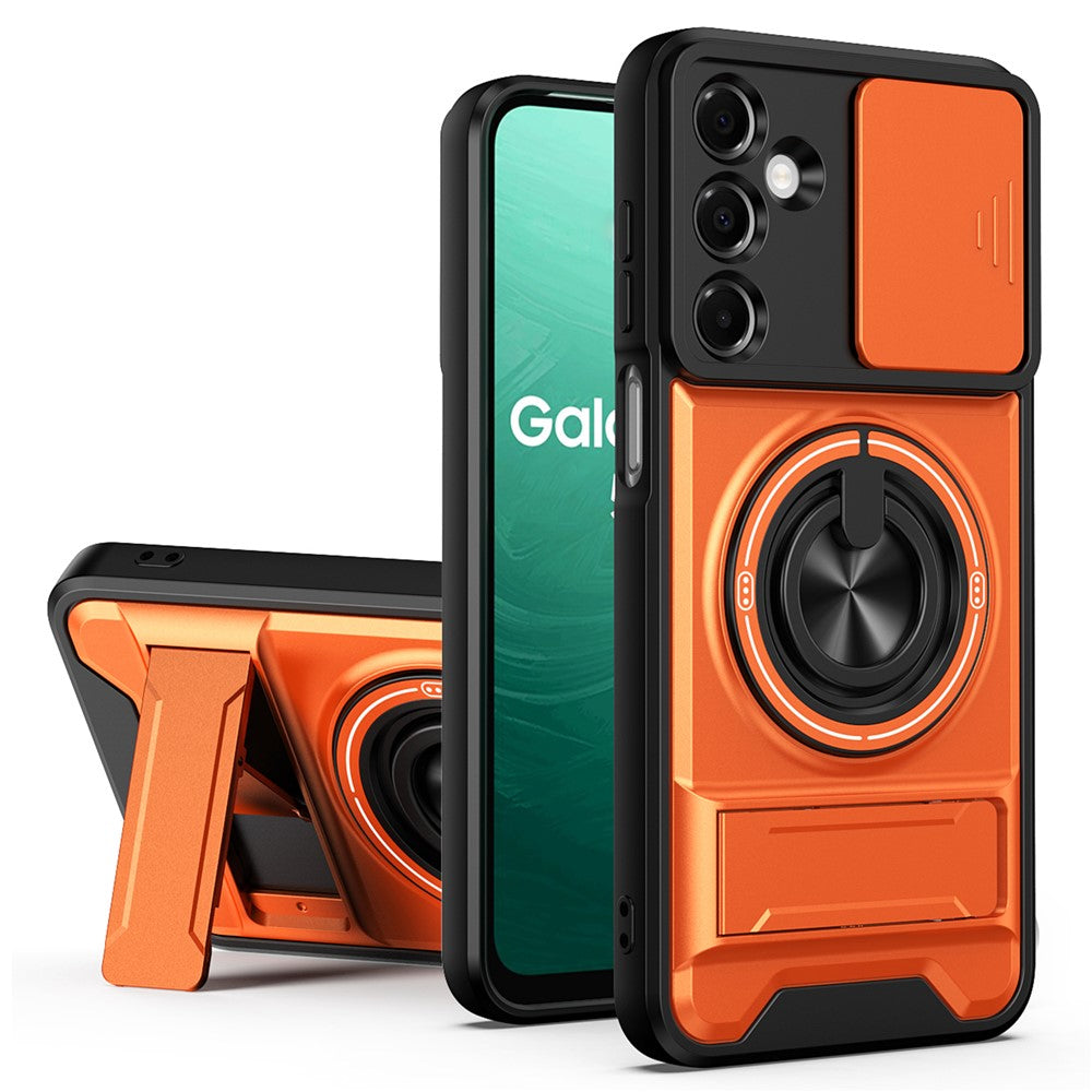 Til Samsung Galaxy A37 5G Magnetisk Etui Ringholder Sammenklappeligt Støtteben TPU PC Telefoncover med Kameraglas Skyder