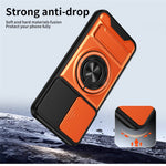 Til Samsung Galaxy A37 5G Magnetisk Etui Ringholder Sammenklappeligt Støtteben TPU PC Telefoncover med Kameraglas Skyder