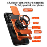 Til Samsung Galaxy A37 5G Magnetisk Etui Ringholder Sammenklappeligt Støtteben TPU PC Telefoncover med Kameraglas Skyder
