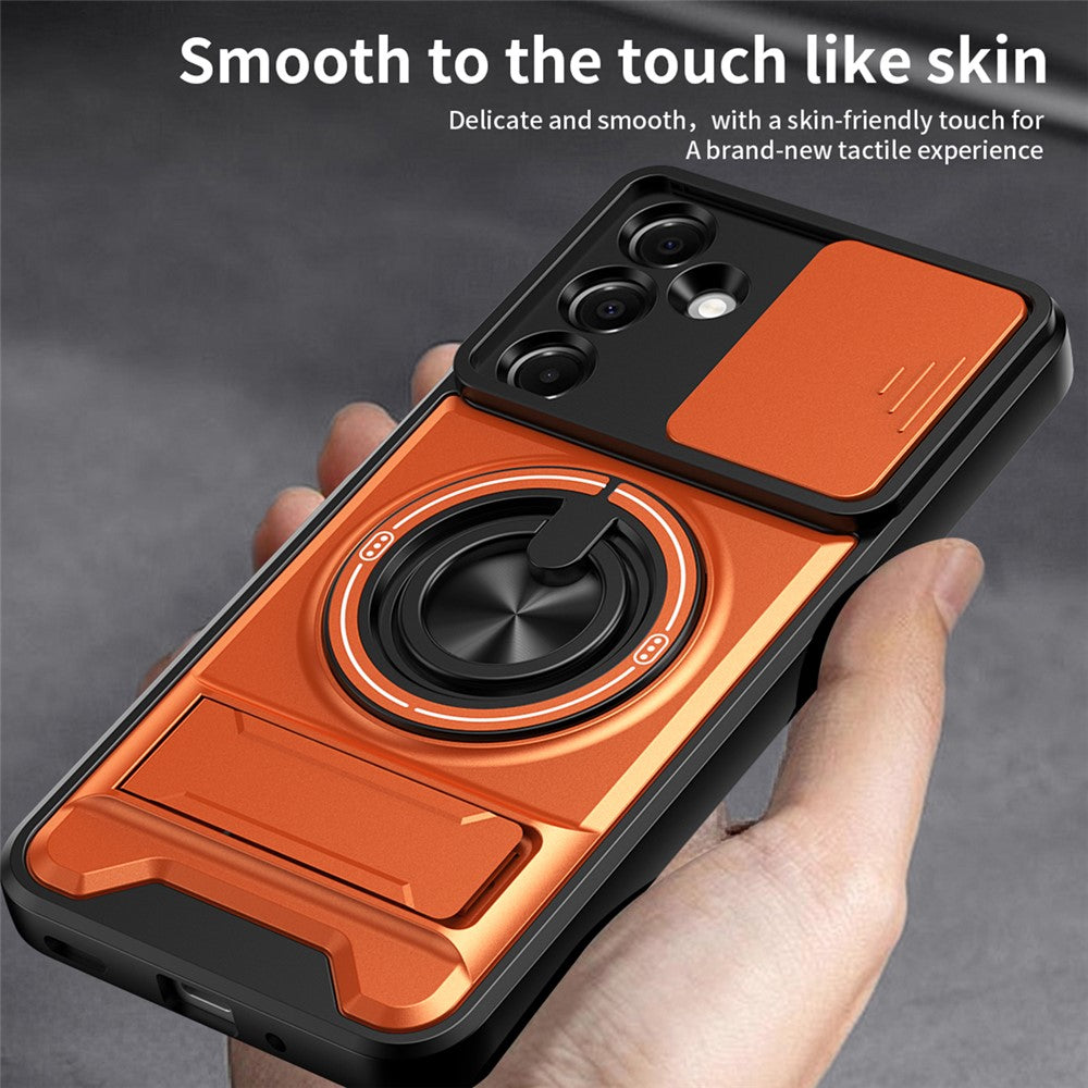 Til Samsung Galaxy A37 5G Magnetisk Etui Ringholder Sammenklappeligt Støtteben TPU PC Telefoncover med Kameraglas Skyder