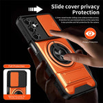Til Samsung Galaxy A37 5G Magnetisk Etui Ringholder Sammenklappeligt Støtteben TPU PC Telefoncover med Kameraglas Skyder