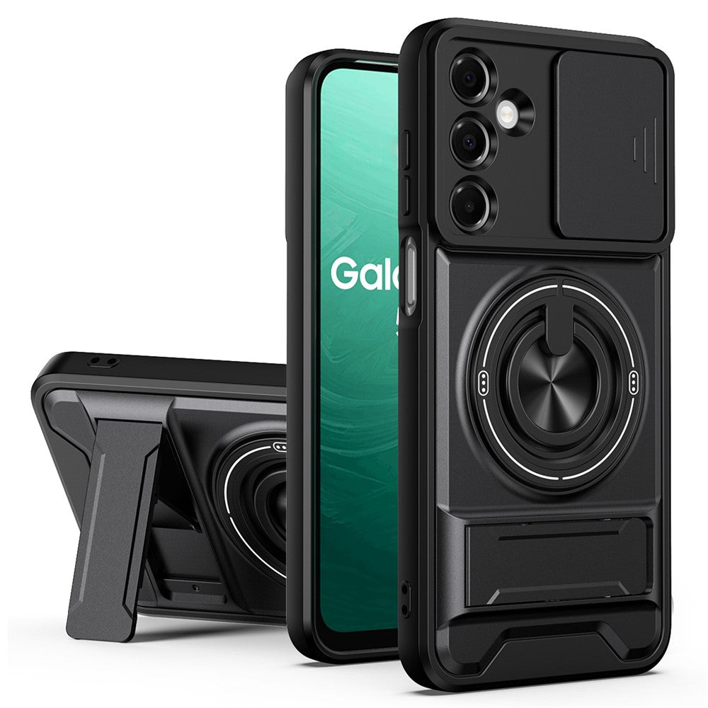 Til Samsung Galaxy A37 5G Magnetisk Etui Ringholder Sammenklappeligt Støtteben TPU PC Telefoncover med Kameraglas Skyder