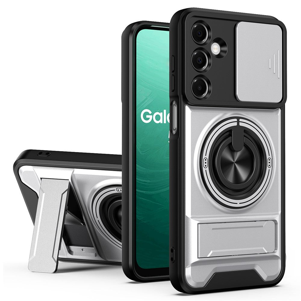 Samsung Galaxy A18 5G / A18 4G / A17 5G / A17 4G Magnetiskt skal Ringhållare Vikbart Stöd TPU PC mobilskal med Kameralinsreglage