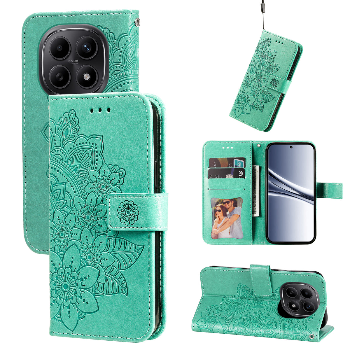 For Xiaomi Poco M8 5G / Redmi Note 15 5G (Global) / 15 4G (Global) Case Floral Pattern PU Leather Wallet Stand Phone Cover