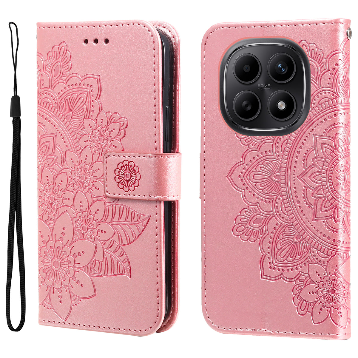 For Xiaomi Poco M8 5G / Redmi Note 15 5G (Global) / 15 4G (Global) Case Floral Pattern PU Leather Wallet Stand Phone Cover