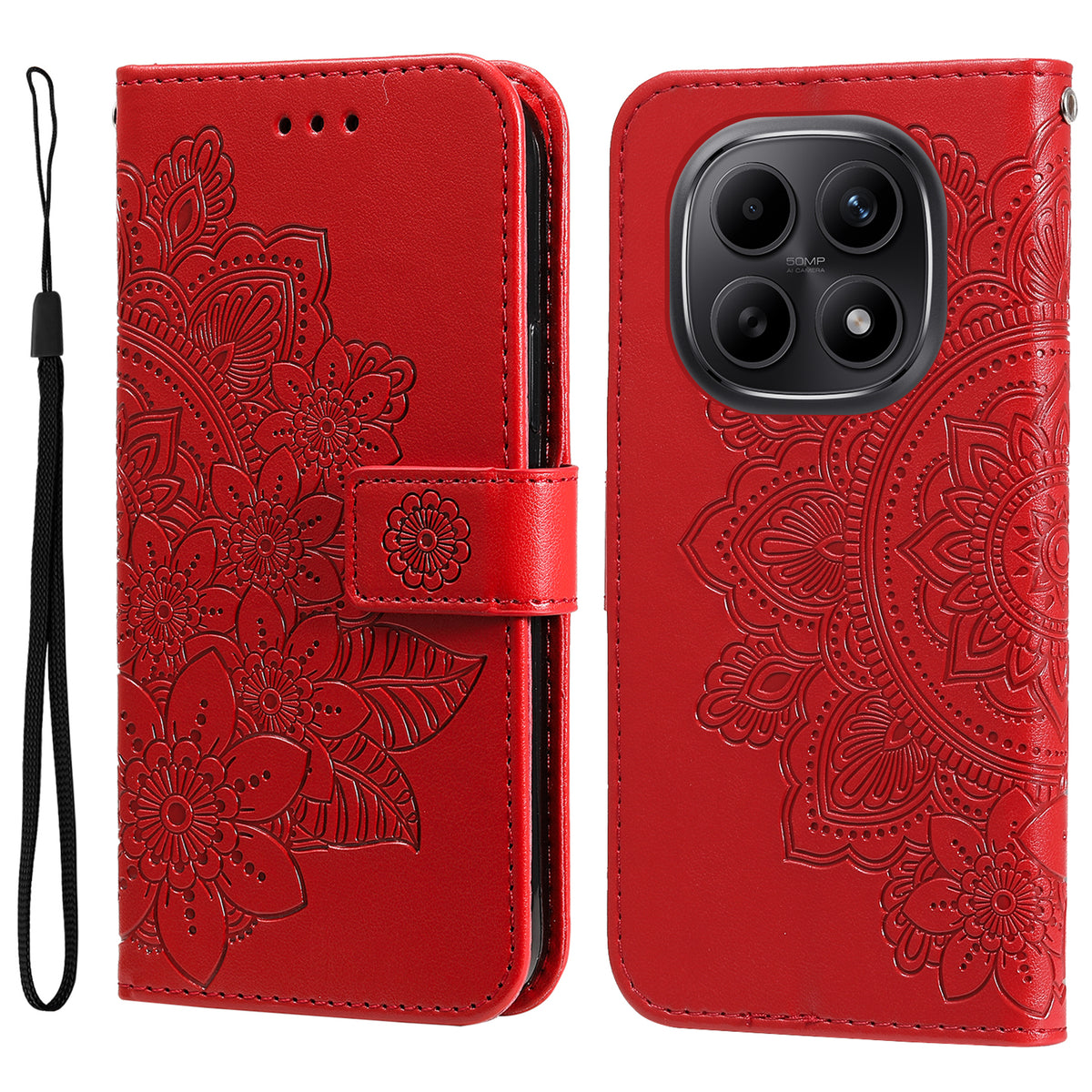 For Xiaomi Poco M8 5G / Redmi Note 15 5G (Global) / 15 4G (Global) Case Floral Pattern PU Leather Wallet Stand Phone Cover