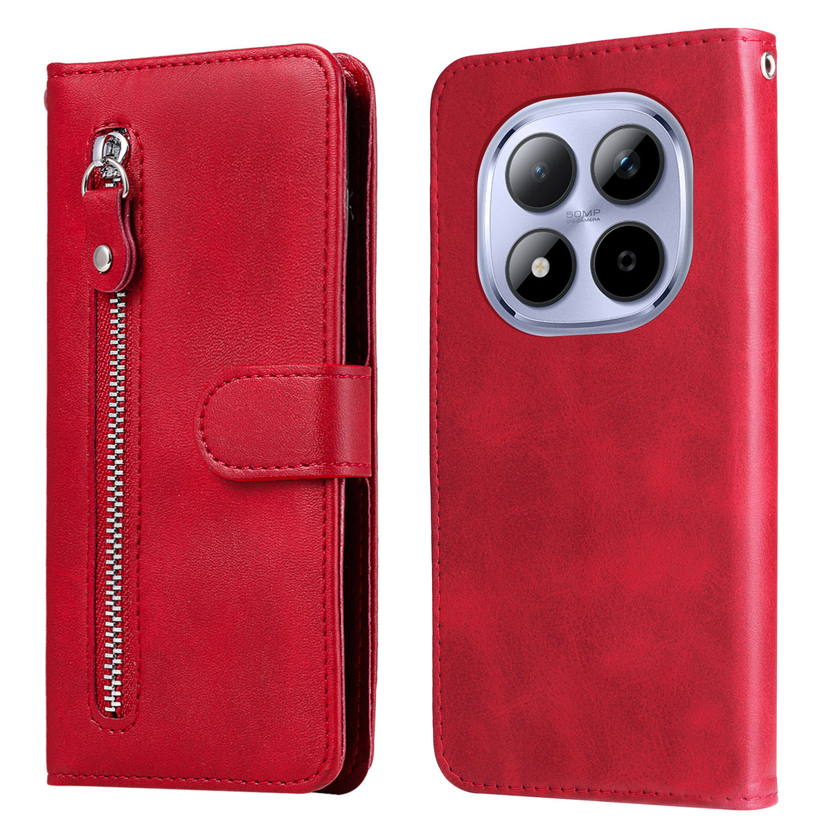 For Xiaomi Redmi Note 15 Pro 4G (Global) PU Leather Cases with Zipper Pocket Wallet Phone Cover Stand