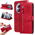 For Xiaomi Redmi Note 15 Pro 4G (Global) PU Leather Cases with Zipper Pocket Wallet Phone Cover Stand