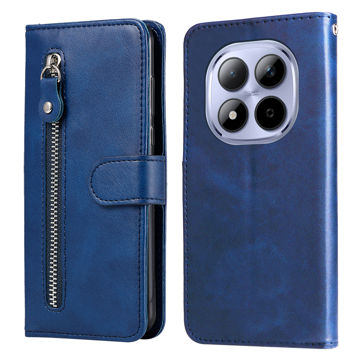 For Xiaomi Redmi Note 15 Pro 4G (Global) PU Leather Cases with Zipper Pocket Wallet Phone Cover Stand