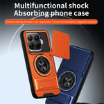 For Xiaomi 15T Pro Magnetic Case Ring Holder Foldable Kickstand TPU PC Phone Cover with Camera Lens Slider