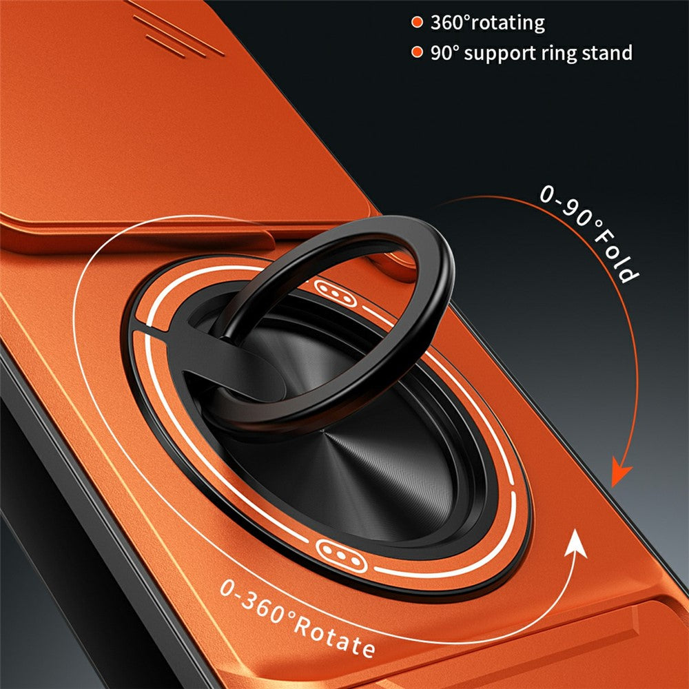 For Xiaomi 15T Pro Magnetic Case Ring Holder Foldable Kickstand TPU PC Phone Cover with Camera Lens Slider