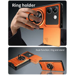 For Xiaomi Poco M7 Pro 5G Magnetic Case Ring Holder Foldable Kickstand TPU PC Phone Cover with Camera Lens Slider