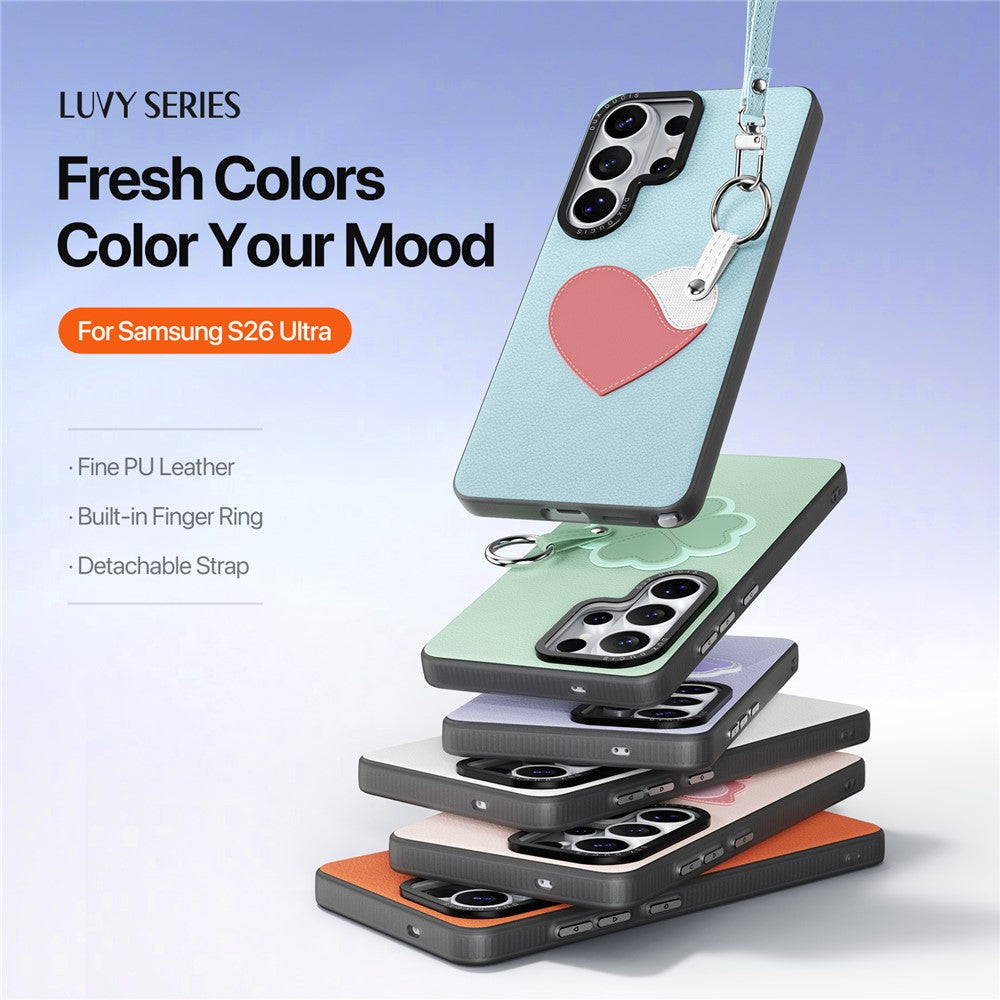 DUX DUCIS Til Samsung Galaxy S26 Ultra Etui Luvy Serie PU Læder + TPU + PC Telefon Bagcover med Fingerring / Håndledsrem