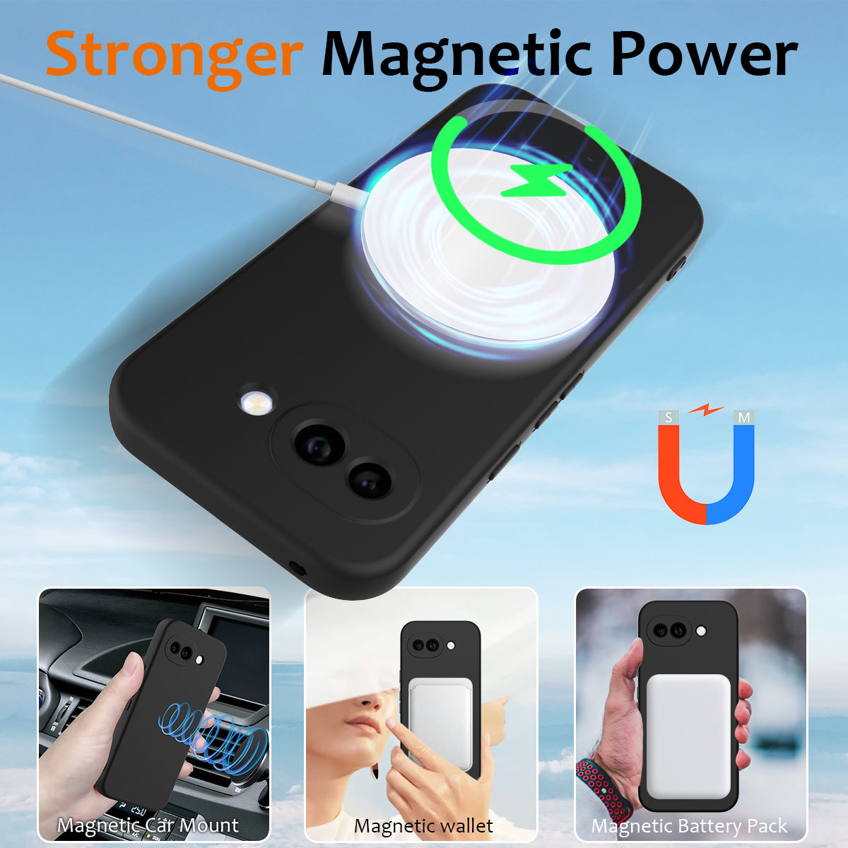 Til Google Pixel 10a Magnetisk Cover Stødsikkert Flydende Silikone Telefoncover