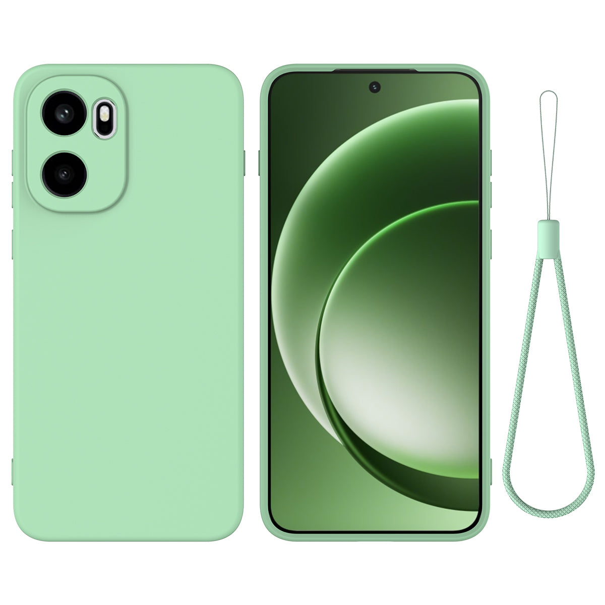 OnePlus Ace 6 5G / OnePlus Ace 6T 5G / OnePlus 15R 5G flytande silikonskal mobilbaksida med handrem