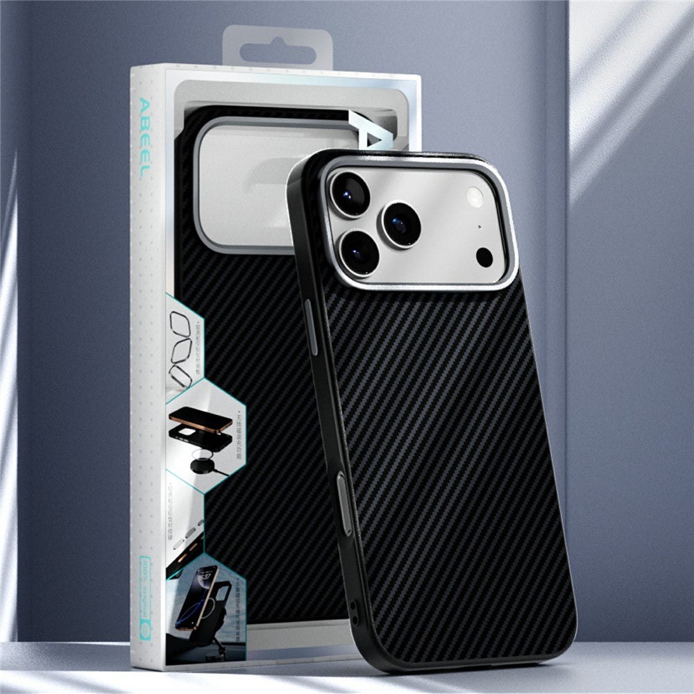 ABEEL For iPhone 18 Pro Max / 17 Pro Max Case Compatible with MagSafe Carbon Fiber Texture TPU PC PU Phone Back Cover