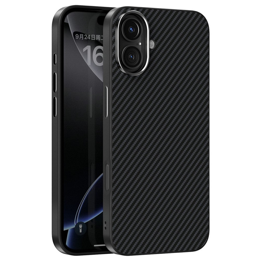 ABEEL For iPhone 16 Case Compatible with MagSafe Carbon Fiber Texture TPU PC PU Phone Back Cover