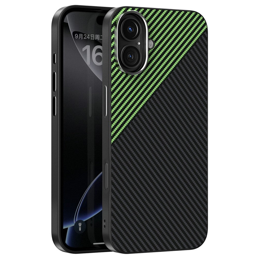 ABEEL For iPhone 16 Case Compatible with MagSafe Carbon Fiber Texture TPU PC PU Phone Back Cover