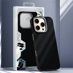 ABEEL For iPhone 16 Pro Case Compatible with MagSafe Carbon Fiber Texture TPU PC PU Phone Back Cover