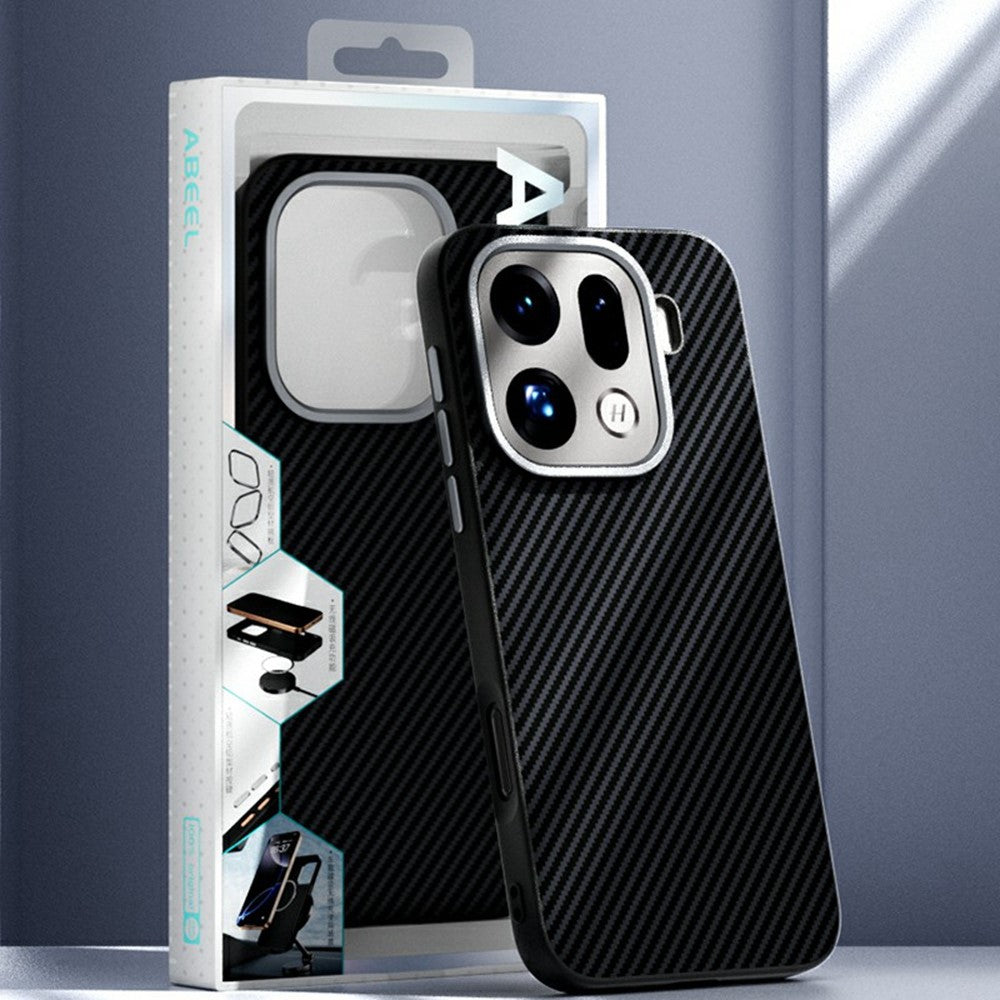 ABEEL For Oppo Find X9 Pro 5G Magnetic Case Slim Carbon Fiber Texture TPU PC PU Phone Back Cover