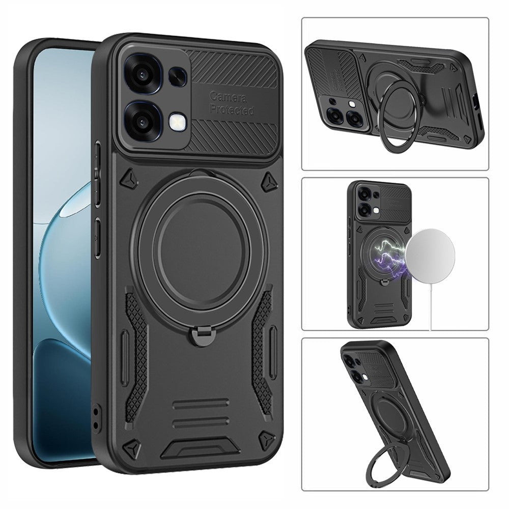 Til Oppo A6 Pro 5G Magnetisk Etui Stødsikkert TPU + PC Telefonbagcover med Støtteben