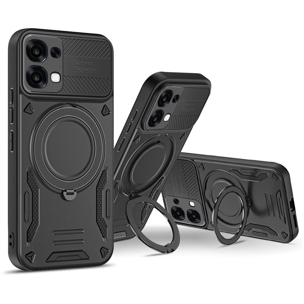 Til Oppo A6 Pro 5G Magnetisk Etui Stødsikkert TPU + PC Telefonbagcover med Støtteben