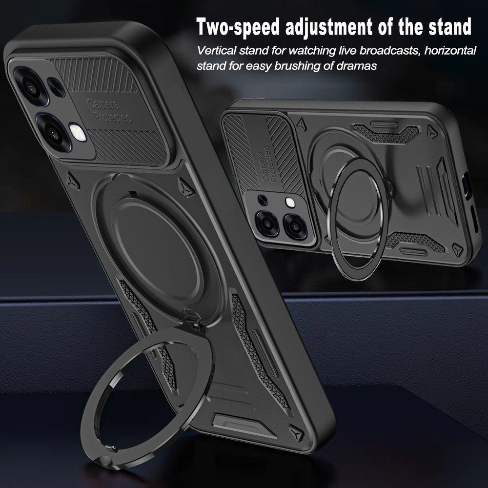 Til Oppo A6 Pro 5G Magnetisk Etui Stødsikkert TPU + PC Telefonbagcover med Støtteben
