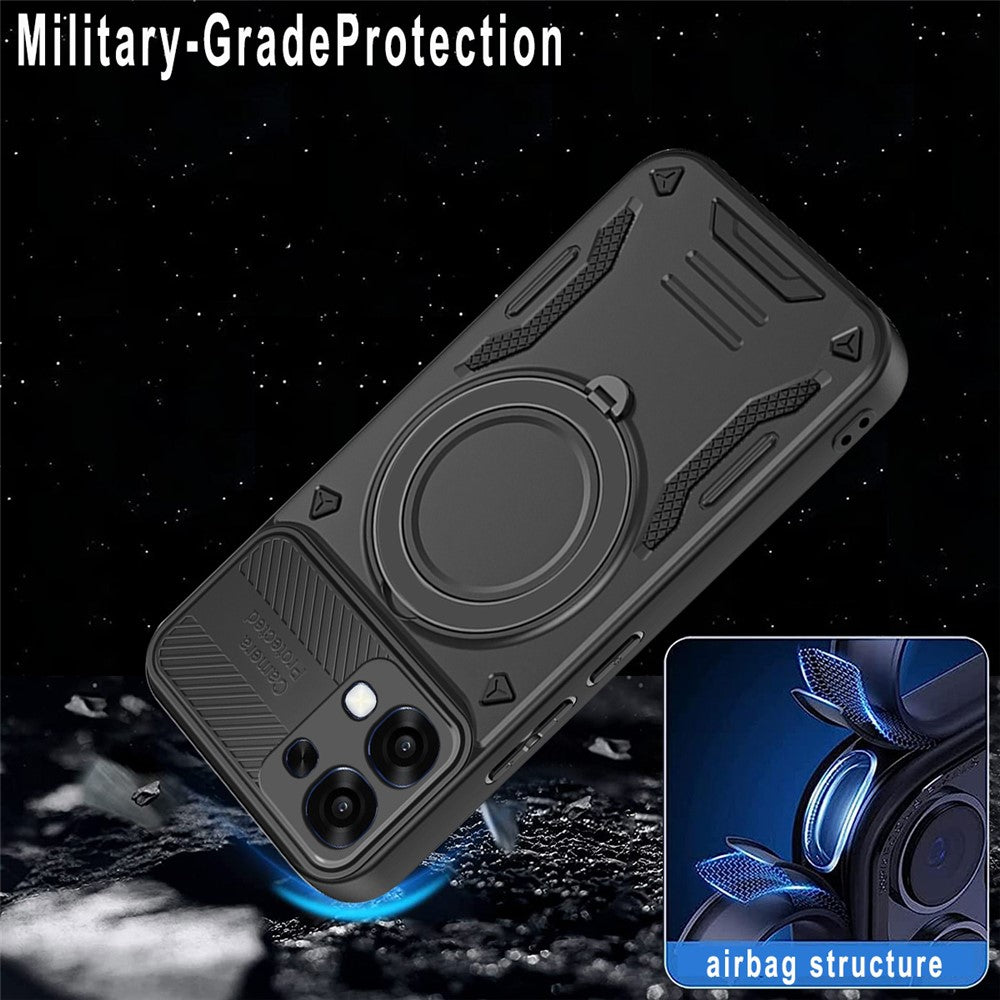 Til Oppo A6 Pro 5G Magnetisk Etui Stødsikkert TPU + PC Telefonbagcover med Støtteben