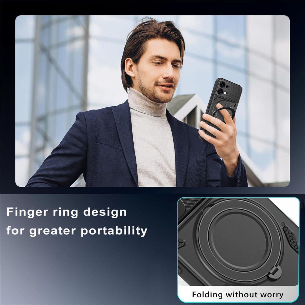 Til Oppo A6 Pro 5G Magnetisk Etui Stødsikkert TPU + PC Telefonbagcover med Støtteben