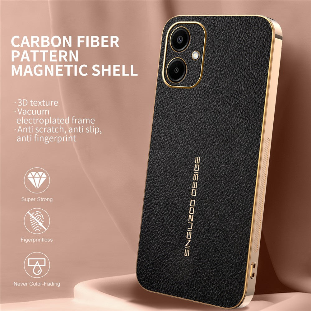Telefoncover til Samsung Galaxy A06 4G / A06 5G Ridsefast Litchi-tekstur TPU Læder PU Telefonbagcover