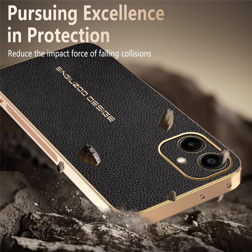 Telefoncover til Samsung Galaxy A06 4G / A06 5G Ridsefast Litchi-tekstur TPU Læder PU Telefonbagcover
