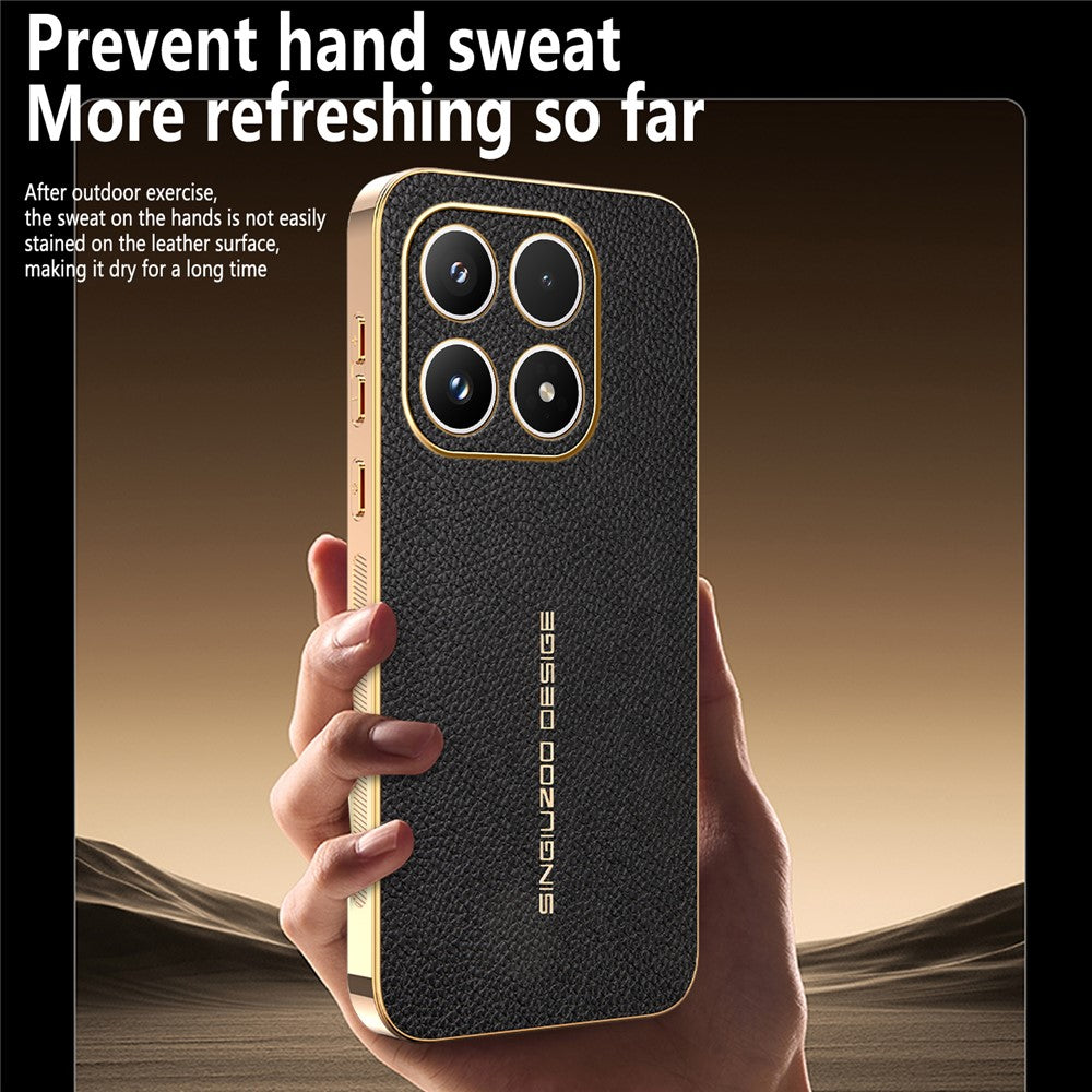 For Xiaomi 17 Case Anti Scratch Litchi Texture TPU Leather PU Phone Back Cover