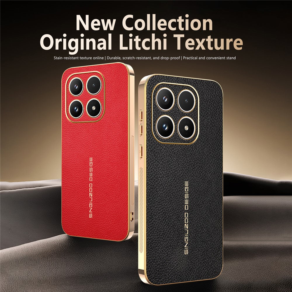 For Xiaomi 17 Case Anti Scratch Litchi Texture TPU Leather PU Phone Back Cover