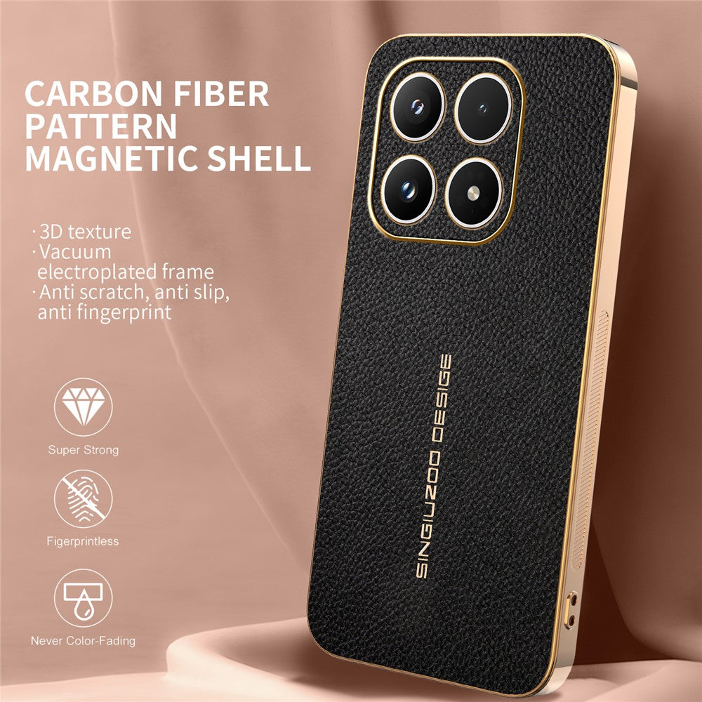 For Xiaomi 17 Case Anti Scratch Litchi Texture TPU Leather PU Phone Back Cover