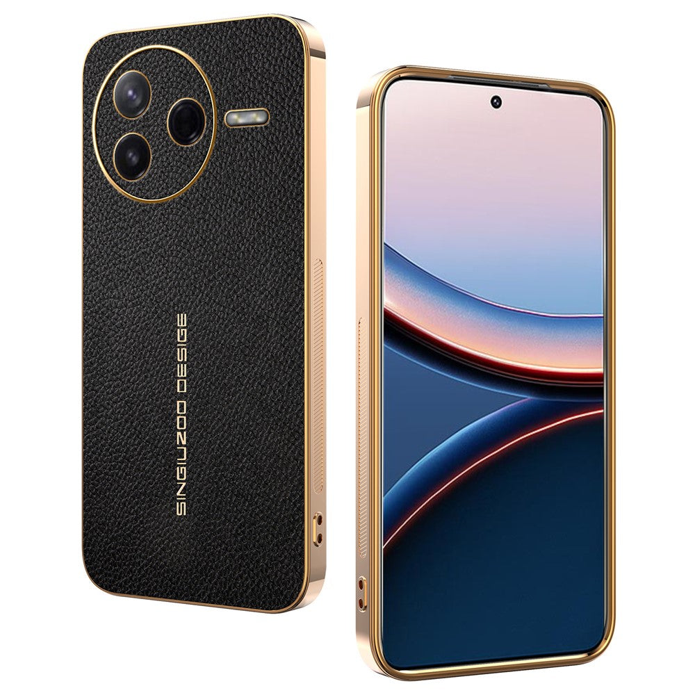 Phone Case For Xiaomi Redmi K80 5G  /  Poco F7 Pro 5G Anti Scratch Litchi Texture TPU Leather PU Phone Back Cover