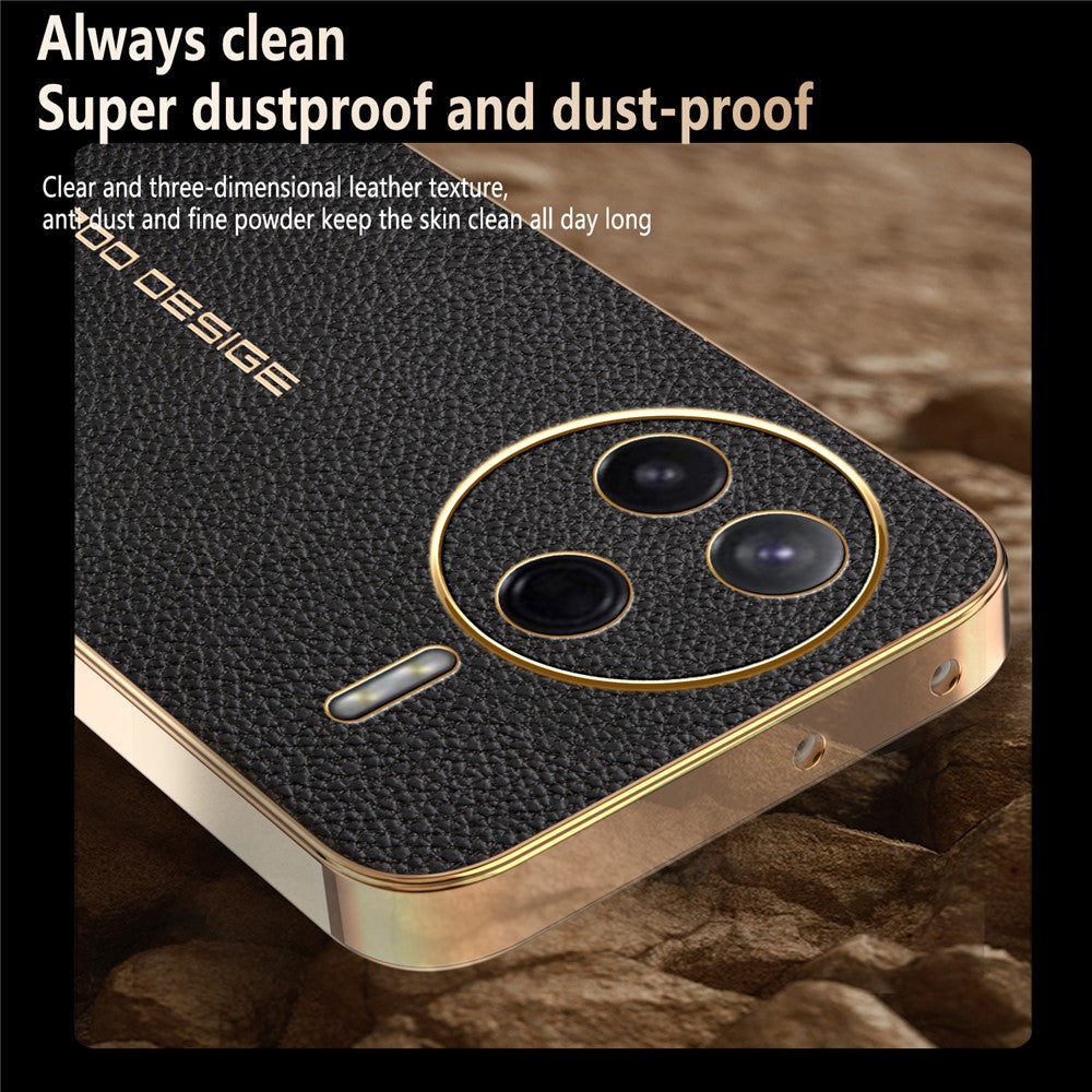 Phone Case For Xiaomi Redmi K80 5G  /  Poco F7 Pro 5G Anti Scratch Litchi Texture TPU Leather PU Phone Back Cover